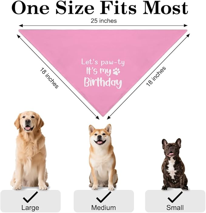 Let's Pawty It's My Birthday Dog Bandana, Happy Birthday Girl Dog Bandana - Image 2