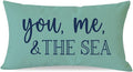 PANDICORN Summer Beach Throw Pillow Cover 12x20 Inch Blue Words You Me and The by PANDICORN