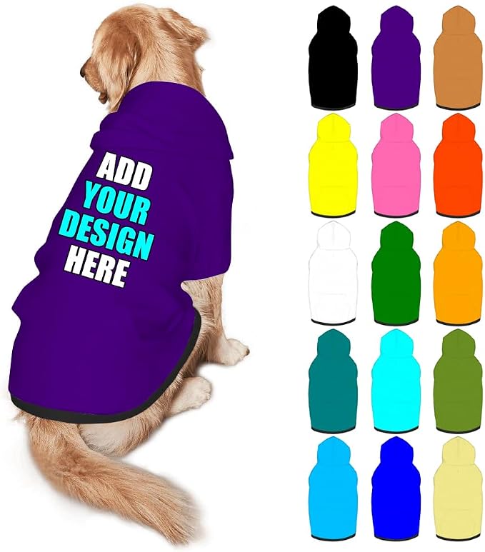Custom Dog Hoodie Personalized Photo Text Logo Name Dog Clothes, Soft & Warm by Mynvzrk