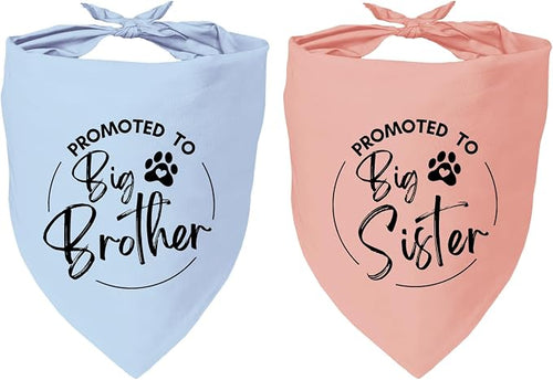 2 Pack Dog Bandana Pregnancy Announcement, Promoted to Big Brother and Sister by YROVWENQ