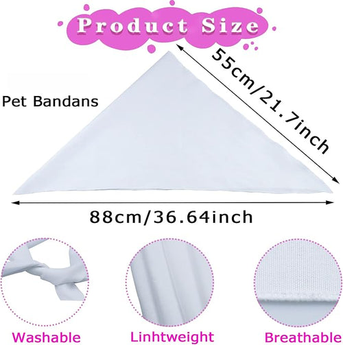 12 Pieces Sublimation Pet Bandanas White Heat Transfer Triangle Dog Scarf Blank - Image 2