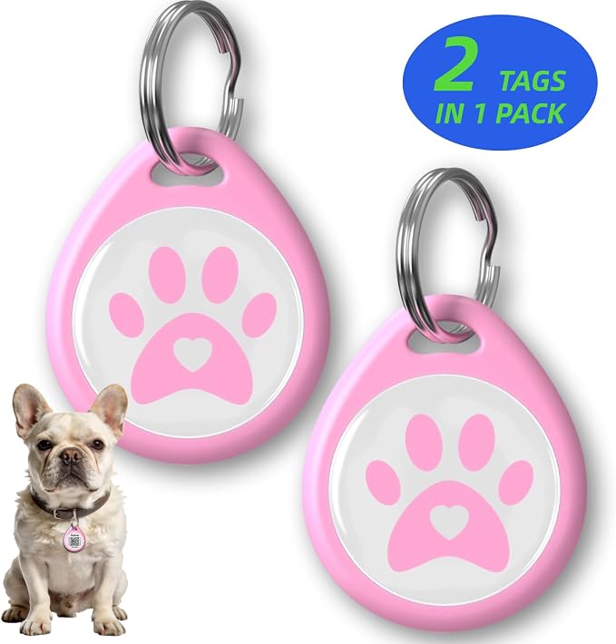 2 Pack QR Code Dog ID Tags for Collar, Personalized Smart Dog Tag by Taghelp