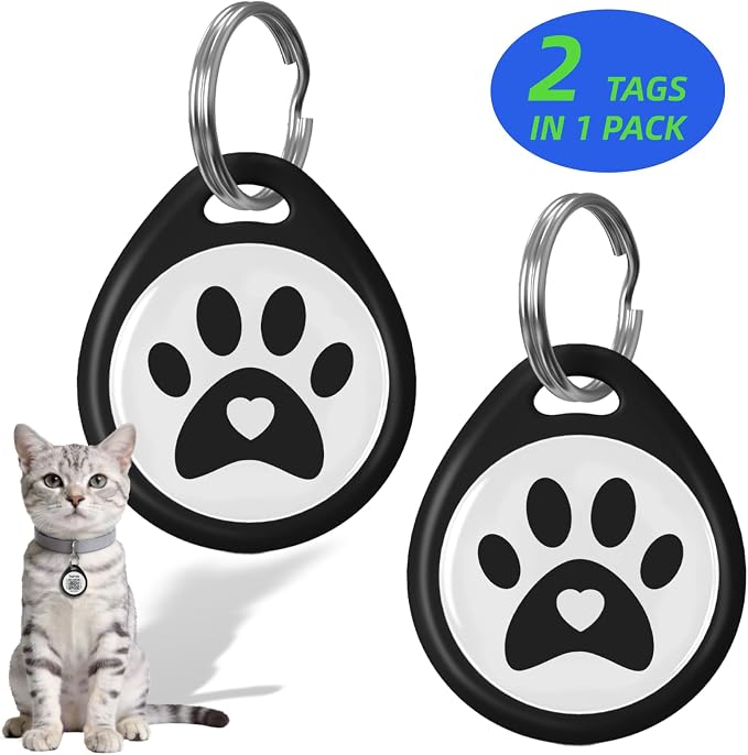 2 Pack QR Code Cat ID Tags for Collar, Personalized Smart Cat Tag by Taghelp