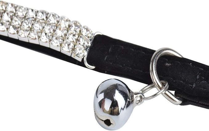 CHUKCHI Soft Velvet Safe Cat Adjustable Collar Bling Diamante - Image 6