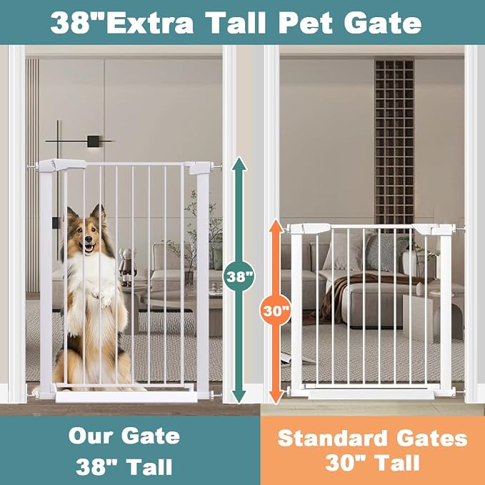 Fairy Baby 38" Extra Tall Baby Gate, 65.4"-70.8" Extra Wide Long Pet Gate - Image 3