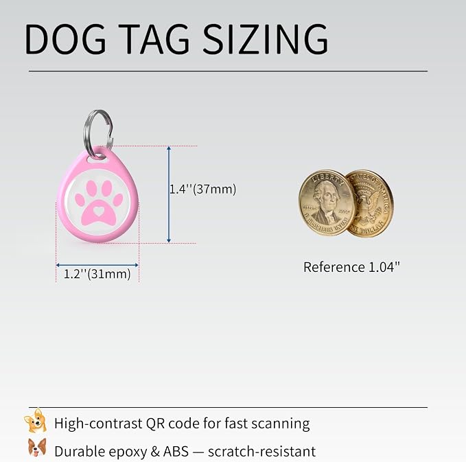 2 Pack QR Code Dog ID Tags for Collar, Personalized Smart Dog Tag - Image 2