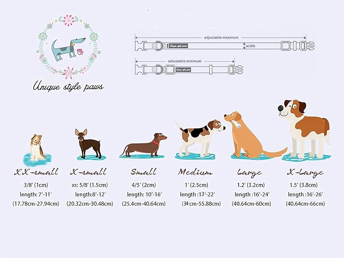 Unique style paws Valentine's Day Dog Collar Metal Buckle Collar Blue Pink Love - Image 6