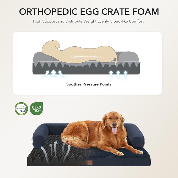 Orthopedic Dog Beds for Extra Large Dogs, Waterproof Egg Crate Foam XL Dog Bed - Image 2