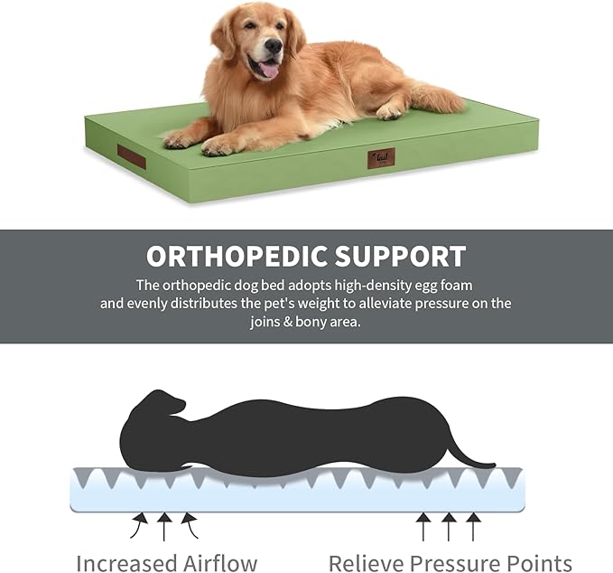Outdoor Dog Bed for Small Dogs & Cats, Waterproof Dog Crate Mat Orthopedic Egg - Image 3