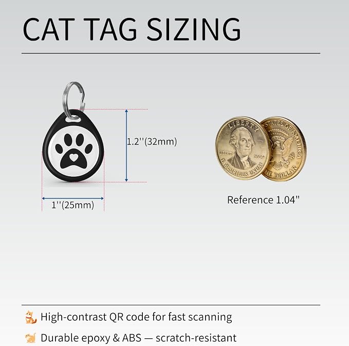 2 Pack QR Code Cat ID Tags for Collar, Personalized Smart Cat Tag - Image 2