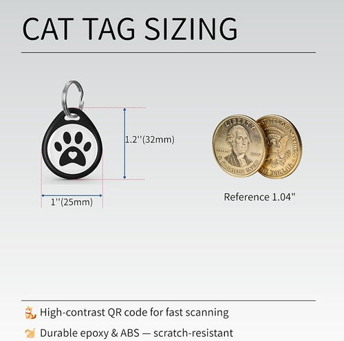 2 Pack QR Code Cat ID Tags for Collar, Personalized Smart Cat Tag - Image 2