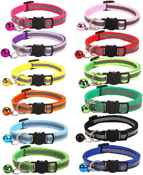 12-Pack Safety Release Reflective Cat Collars by Hepplly