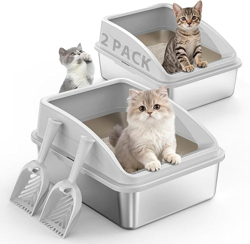 2 Pack Stainless Steel Litter Box by AIPERRO