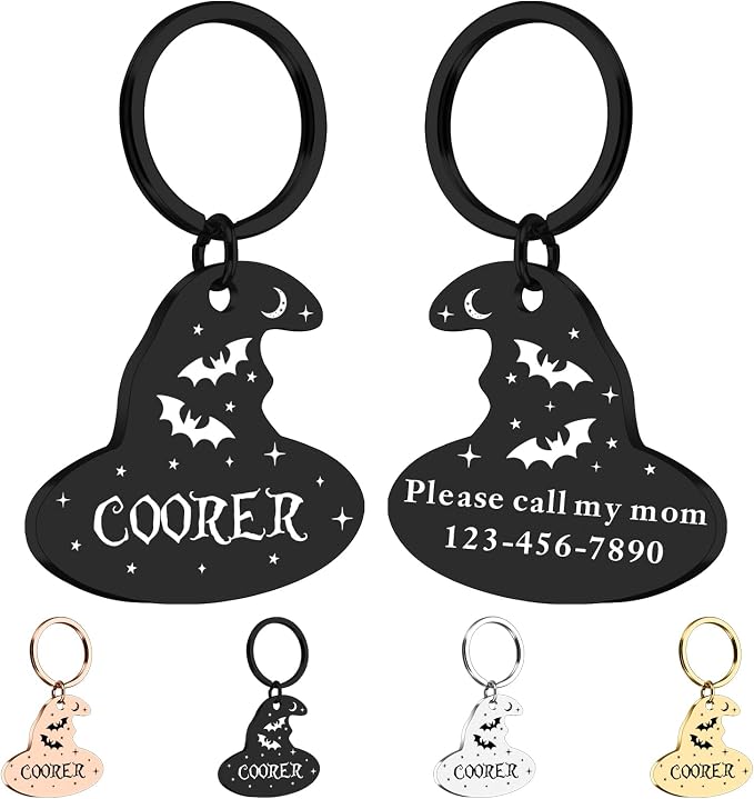 Personalized Pet Tags for Dog Cat, Custom Halloween ID Tags for Dogs, Dog Name by Unknown