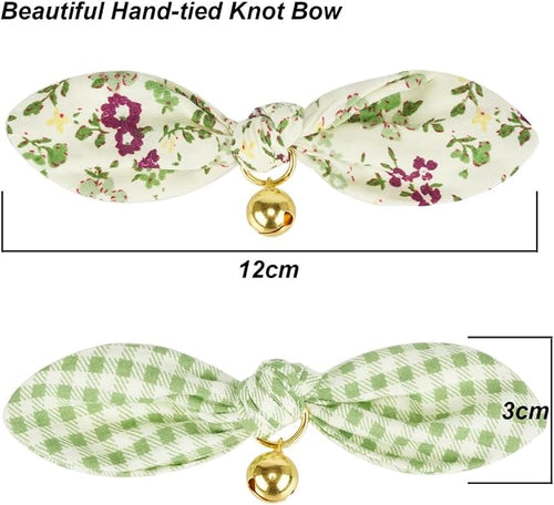 2 Pack Cotton Cat Collar, Removable Bowtie, Floral Pattern, Safety Breakaway - Image 2