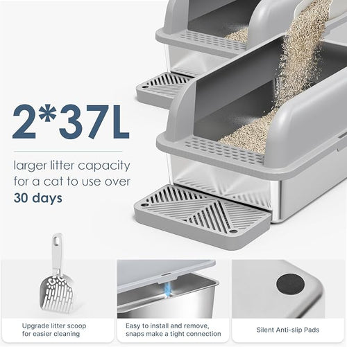 2 Pack XL Stainless Steel Litter Box Enclosure - Image 2