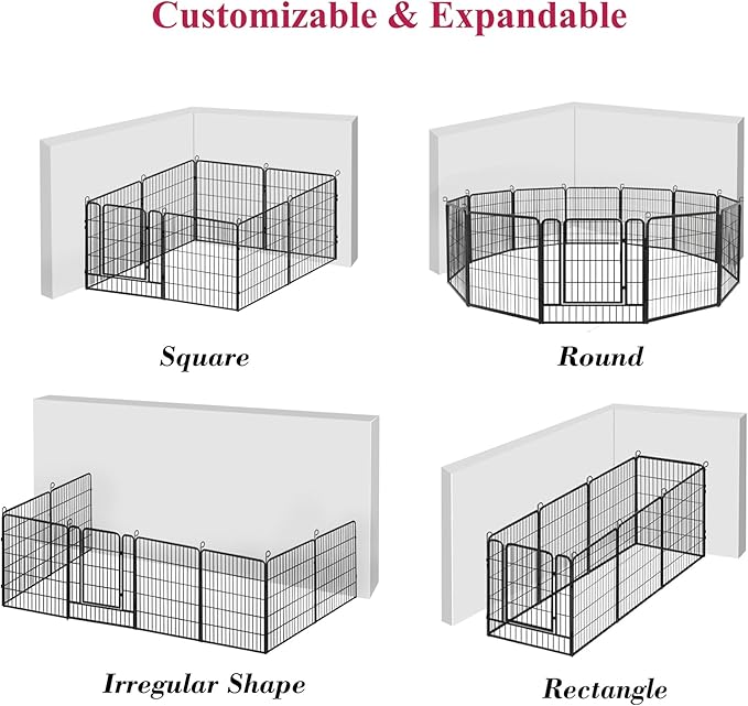 Dog Playpen, 32inch 10 Panels Outdoor Dog Fence Indoor Dog Pen Anti-Rust Pet - Image 5