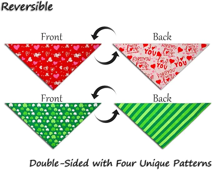 Valentine's & St. Patrick's Day Dog Bandana Set 2PCS-XLarge, Holiday Party - Image 3