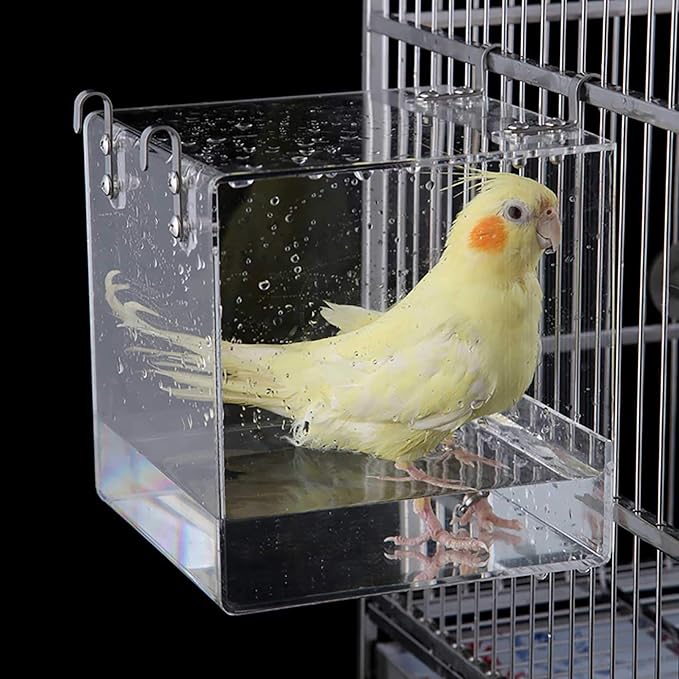Bird Bath Cage, Cleaning Pet Supplies Cockatiel Bird Bathtub by EnoYoo