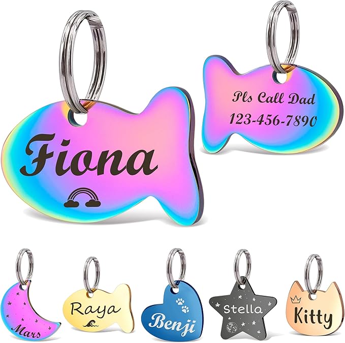 Anavia Small Size Dog Cat ID Tags, Small/XS Personalized Color Plated Stainless by Anavia