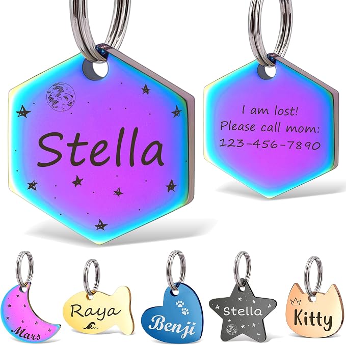 Anavia Small Size Dog Cat ID Tags, Small/XS Personalized Color Plated Stainless by Anavia