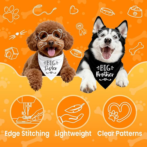 2 Pack Big Sister Big Brother Dog Bandanas, Adjustable Pet Bandana - Image 2