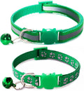 Green Cat Collars with Bells, Break Away Cat Collar with Bells, Reflective by YOUALSO