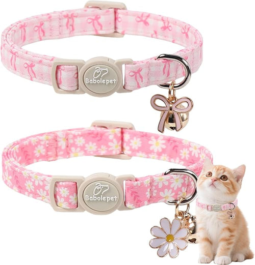 2 Pack Pink Cat Collars by Babolepet