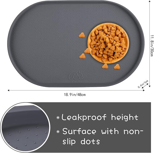 100% Waterproof 0.5" Raised Edge BPA Free Silicone Dog Food Mat, Pet Cat - Image 2