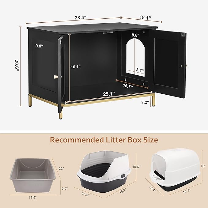 Homhedy Cat Litter Box Enclosure, Cat Washroom Furniture - Image 5