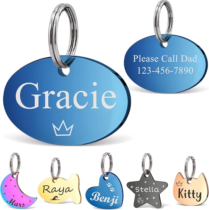 Anavia Small Size Dog Cat ID Tags, Small/XS Personalized Color Plated Stainless by Anavia