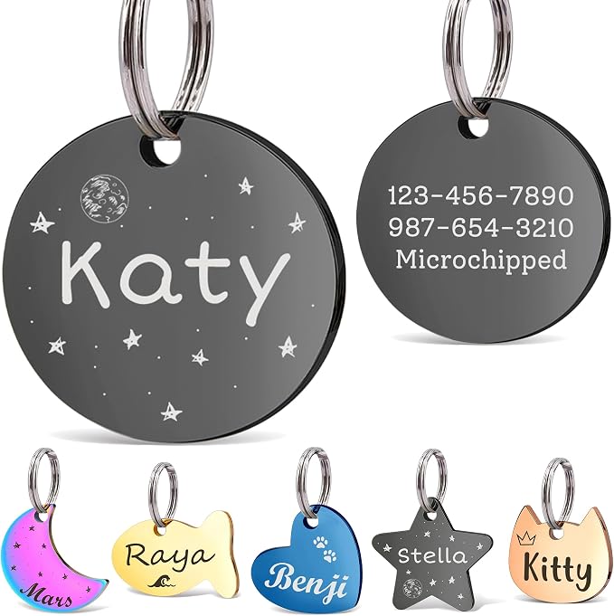Anavia Small Size Dog Cat ID Tags, Small/XS Personalized Color Plated Stainless by Anavia