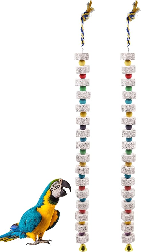 2 Pack 27 Inches Extra Long Bird Chewing Toy, Parrot Beak Grinding Calcium Stone by Dnoifne