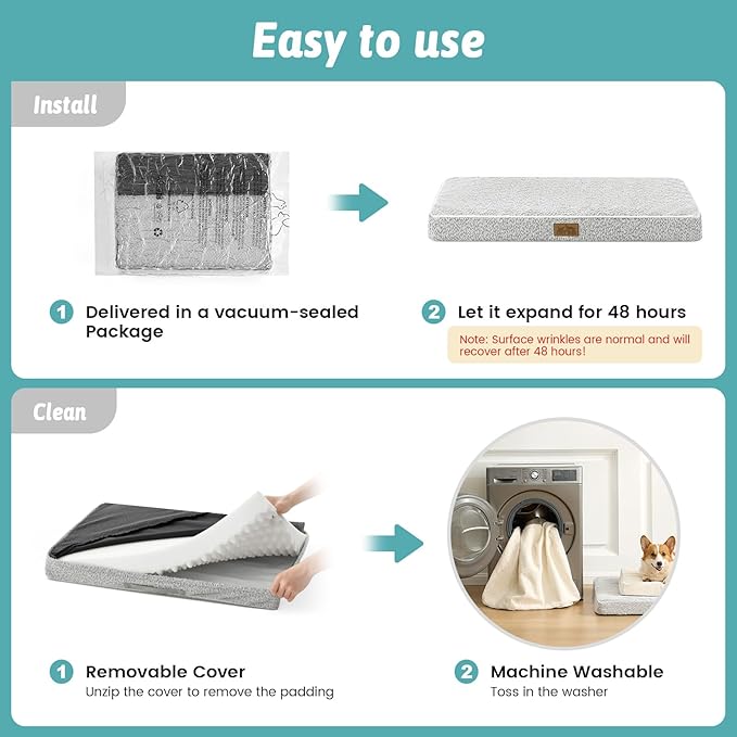 Dog Crate Bed for Large Size Dogs, Rectangular Orthopedic Dog Beds, Foam - Image 7