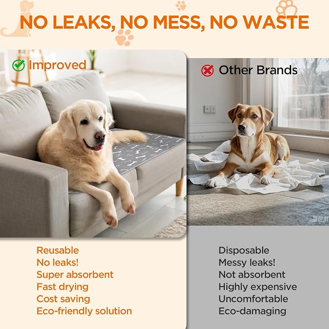 Washable Pee Pads for Dogs Large 72" x 72" 2-Pack Reusable Puppy Pads Pet - Image 6