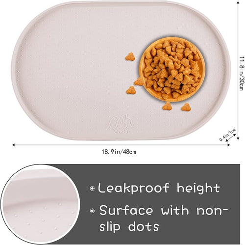 100% Waterproof 0.5" Raised Edge BPA Free Silicone Dog Food Mat, Pet Cat - Image 2