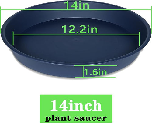 2 Pack of 14 inch Plant Saucers Bird Bath Bow Round, Plastic Plant Saucer Tray - Image 2