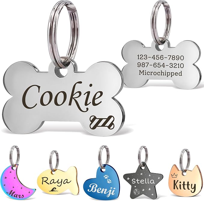 Anavia Small Size Dog Cat ID Tags, Small/XS Personalized Color Plated Stainless by Anavia