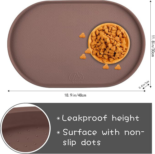 100% Waterproof 0.5" Raised Edge BPA Free Silicone Dog Food Mat, Pet Cat - Image 2