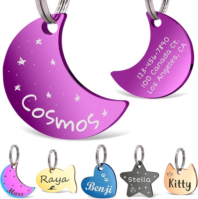 Anavia Small Size Dog Cat ID Tags, Small/XS Personalized Color Plated Stainless by Anavia