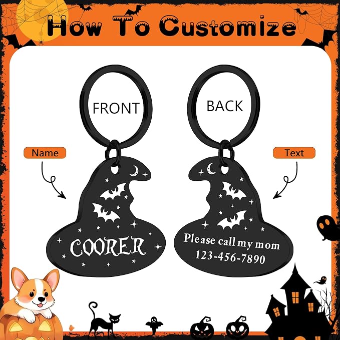 Personalized Pet Tags for Dog Cat, Custom Halloween ID Tags for Dogs, Dog Name - Image 2