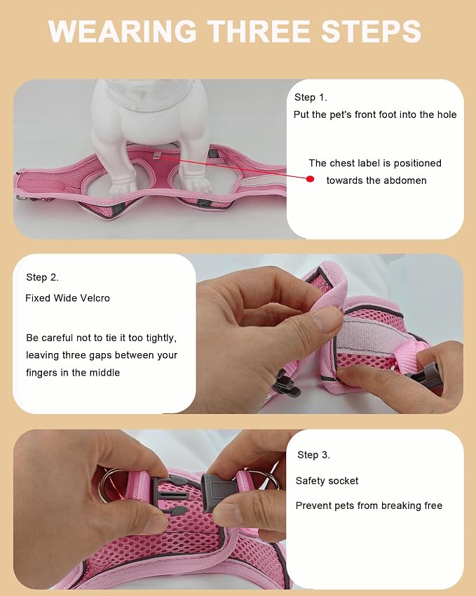L Orange Soft Mesh Dog Harness and Leash Set, No Escape Puppy Harnesses - Image 5