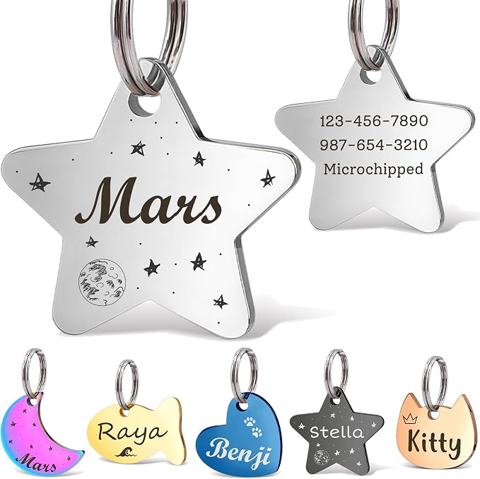 Anavia Small Size Dog Cat ID Tags, Small/XS Personalized Color Plated Stainless by Anavia