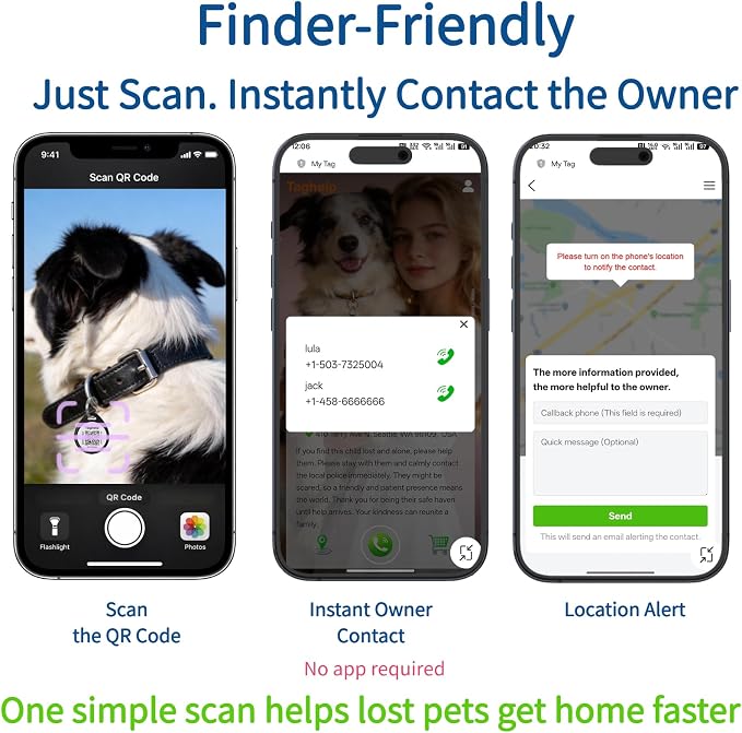 2 Pack QR Code Dog ID Tags for Collar, Smart Personalized Pet ID Tag - Image 4