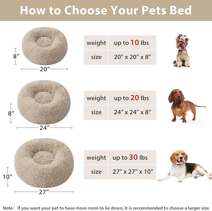 WNPETHOME Calming Dog Bed, Anti-Anxiety Donut Small Dog Bed, Fluffy Faux Fur - Image 4
