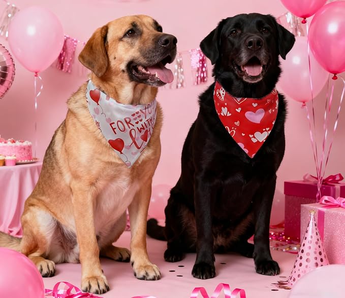 Valentine's & St. Patrick's Day Dog Bandana Set 2PCS-XLarge, Holiday Party - Image 5