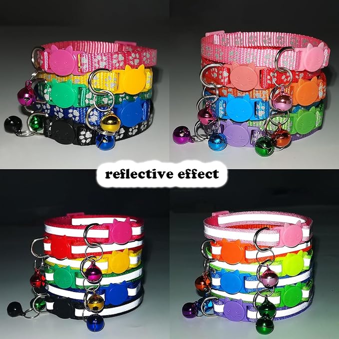 FluorescentCat Collar with Bells, Hot Pink Break Away Kitten Collar with Bells - Image 4
