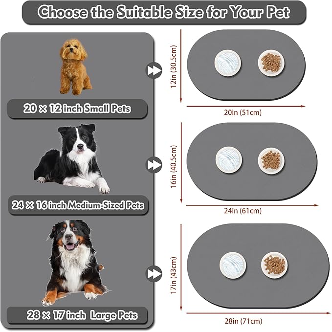 Pet Feeding Mat – 20''x12'' Absorbent Dog Food Mat, Pet Water Mats Protect Floor - Image 4