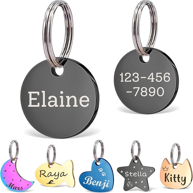 Anavia Small Size Dog Cat ID Tags, Small/XS Personalized Color Plated Stainless by Anavia