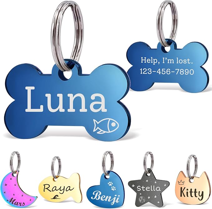 Anavia Small Size Dog Cat ID Tags, Small/XS Personalized Color Plated Stainless by Anavia